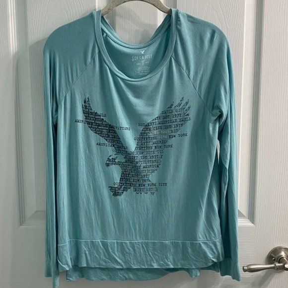 AEO Soft & Sexy T with Eagle - Light Blue - Picture 1 of 6